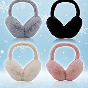 \4PCS Women Winter Ear Muffs Faux Fur Earmuffs Fuzzy Foldable Fluffy Ear